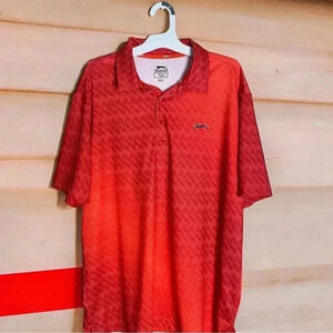Slazenger Golf Men's Size Large Red Lightweight Polyester Blend Gold Polo